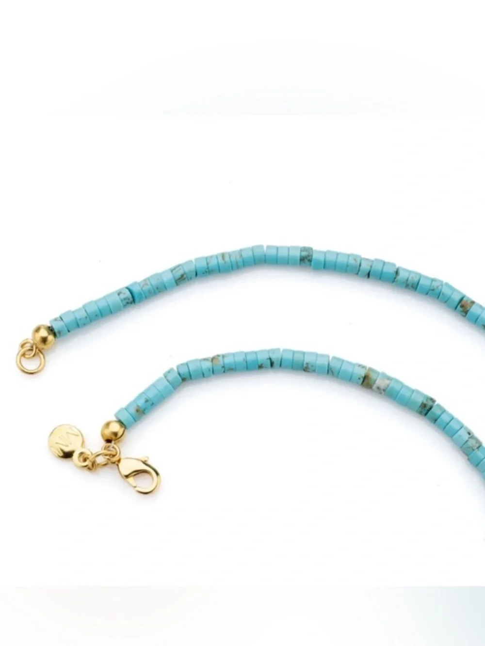 Turquoise Beaded Necklace with Tiger Eye Heart Pendant | 24K Gold Plated - Picture 4 of 6